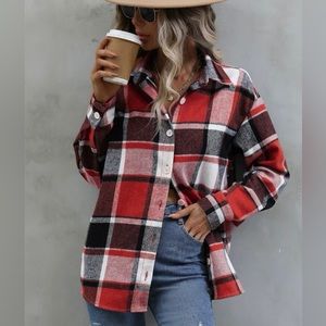 Plaid drop shoulder shirt